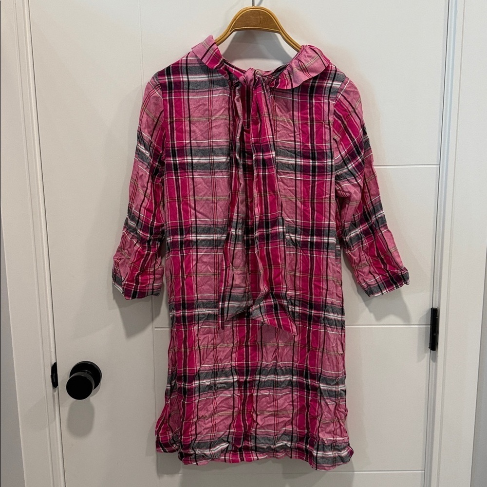 Crown & Ivy Vibrant Pink Plaid tunic petite medium
